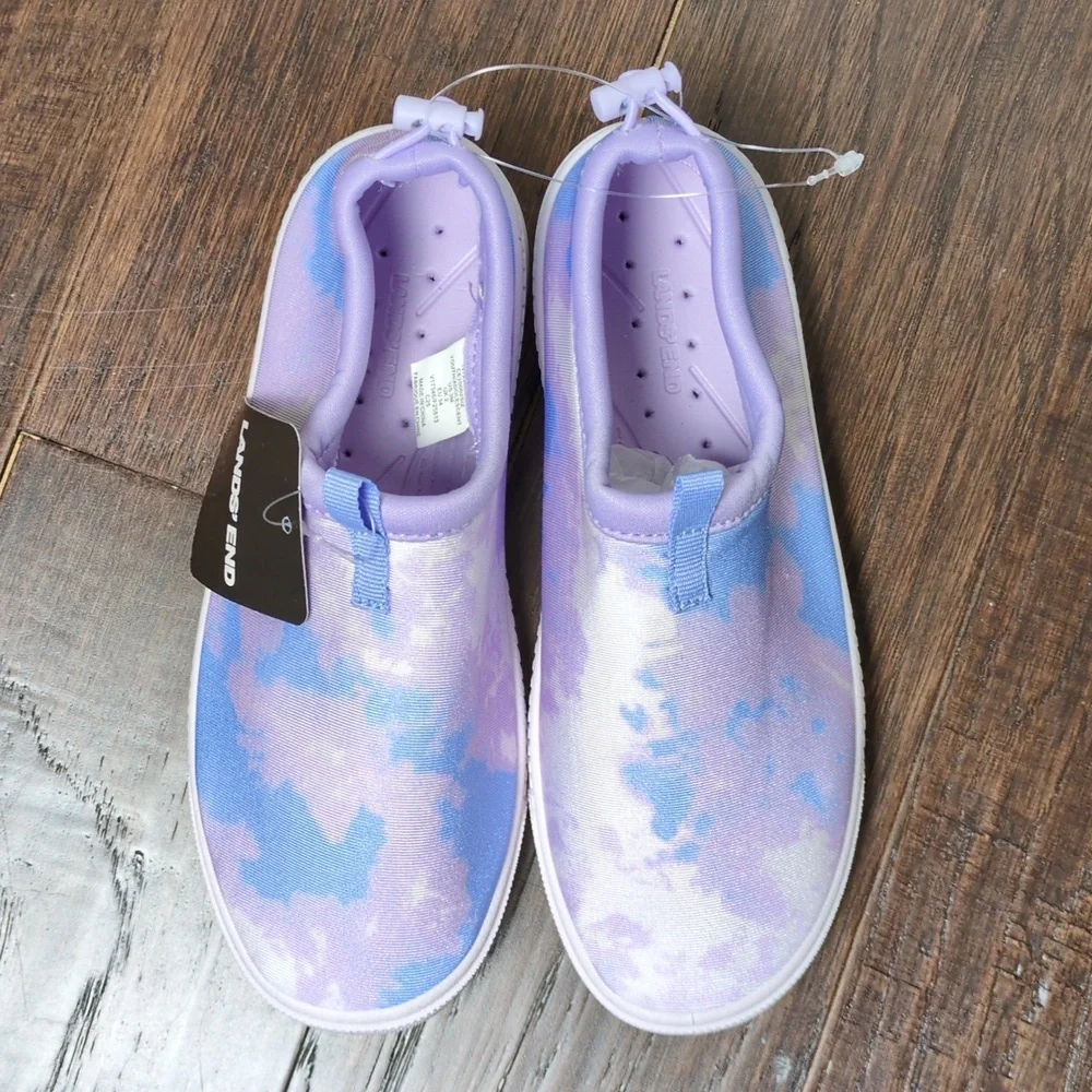 Lands End Slip-On Water Shoes Purple Tie Dye Kids Girls Quick Dry Size 3
